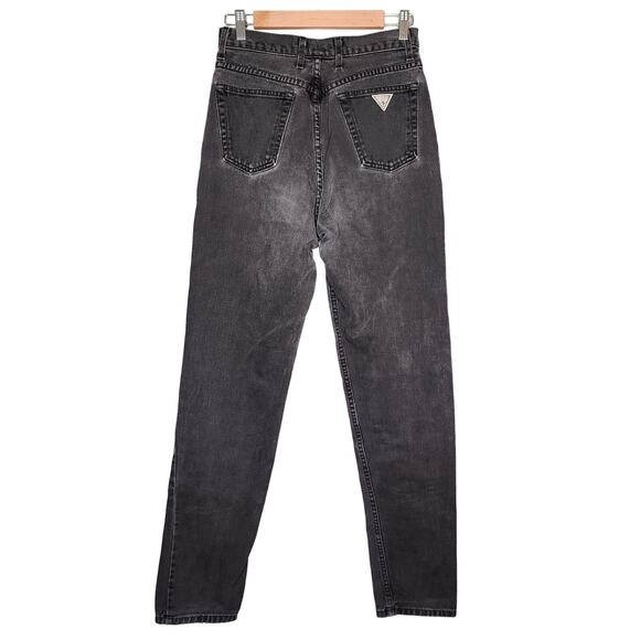 90's Guess High Rise Straight Jeans Washed Black Made in USA 31 - Picture 2 of 5